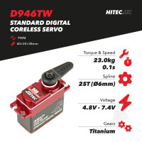 D946TW Standard Digital Coreless Servo 68g 23kg/0.1s 4.8V - 7.4V