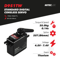 D951TW Standard Digital Coreless Servo 68g 35kg/0.14s 4.8V - 7.4V