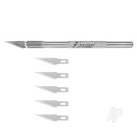 K1 Knife, Light Duty Round Aluminium with Safety Cap, 5x #11 Blades (Carded)