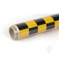 2m ORACOVER Fun-3 Medium Chequered, Pearlescent Golden Cadmium Yellow + Black (60cm width)
