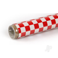2m ORACOVER Fun-4 Small Chequered, White + Red (60cm width)