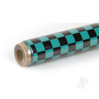 2m ORACOVER Fun-4 Small Chequered, Turquoise + Black (60cm width)