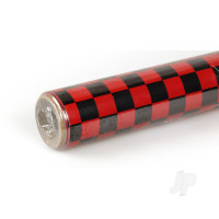 2m ORACOVER Fun-4 Small Chequered, Ferrari Red + Black (60cm width)
