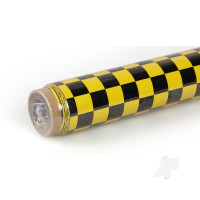 2m ORACOVER Fun-4 Small Chequered, Cadmium Yellow + Black (60cm width)