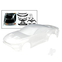 Body, Ford Mustang (Clear, trimmed, requires painting) / decal sheet (includes side mirrors, spoiler, grilles, vents, hardware, & clipless mounting)