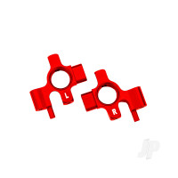 Steering blocks, 6061-T6 aluminium (Red-anodised), left & right / 3x12mm BCS (with threadlock) (4 pcs)