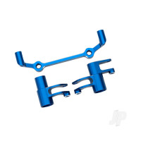Steering bellcranks, drag link (Blue-anodised 6061-T6 aluminium) / 5x8x2.5mm ball bearings (2) / 6x10x3mm ball bearings (2) / hardware