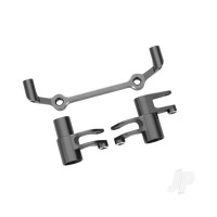 Steering bellcranks, drag link (Grey-anodised 6061-T6 aluminium) / 5x8x2.5mm ball bearings (2) / 6x10x3mm ball bearings (2) / hardware