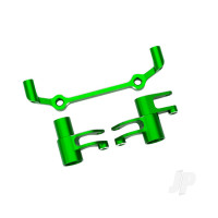 Steering bellcranks, drag link (Green-anodised 6061-T6 aluminium) / 5x8x2.5mm ball bearings (2) / 6x10x3mm ball bearings (2) / hardware