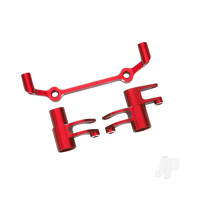 Steering bellcranks, drag link (Red-anodised 6061-T6 aluminium) / 5x8x2.5mm ball bearings (2) / 6x10x3mm ball bearings (2) / hardware