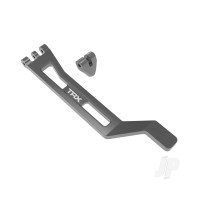 Battery hold-down, hold-down post (Grey-anodised 6061-T6 aluminium), 3x15mm BCS (with threadlock) (1)