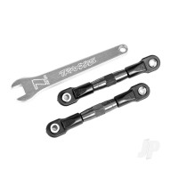 Camber links, rear (Tubes Charcoal Grey-anodised, 7075-T6 aluminium, stronger than Titanium) (2) (assembled with rod ends and hollow balls) / aluminium wrench (1) (fits Drag Slash)