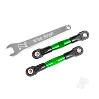 Camber links, rear (Tubes Green-anodised, 7075-T6 aluminium, stronger than Titanium) (2) (assembled with rod ends and hollow balls) / aluminium wrench (1) (fits Drag Slash)