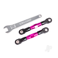 Camber links, rear (Tubes Pink-anodised, 7075-T6 aluminium, stronger than Titanium) (2) (assembled with rod ends and hollow balls) / aluminium wrench (1) (fits Drag Slash)