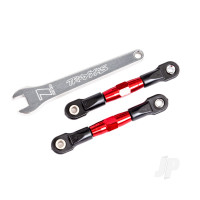 Camber links, rear (Tubes Red-anodised, 7075-T6 aluminium, stronger than Titanium) (2) (assembled with rod ends and hollow balls) / aluminium wrench (1) (fits Drag Slash)