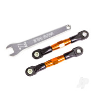 Camber links, rear (Tubes Orange-anodised, 7075-T6 aluminium, stronger than Titanium) (2) (assembled with rod ends and hollow balls) / aluminium wrench (1) (fits Drag Slash)