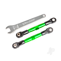 Camber links, front (Tubes Green-anodised, 7075-T6 aluminium, stronger than Titanium) (2) (assembled with rod ends and hollow balls) / aluminium wrench (1) (fits Drag Slash)