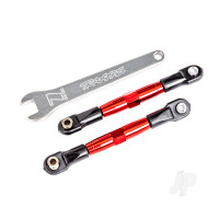 Camber links, front (Tubes Red-anodised, 7075-T6 aluminium, stronger than Titanium) (2) (assembled with rod ends and hollow balls) / aluminium wrench (1) (fits Drag Slash)