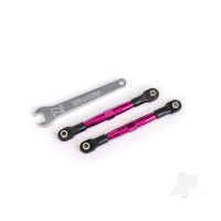 Toe links, front (Tubes Pink-anodised, 7075-T6 aluminium, stronger than Titanium) (2) (assembled with rod ends and hollow balls) / aluminium wrench (1) (fits Drag Slash)