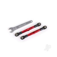 Toe links, front (Tubes Red-anodised, 7075-T6 aluminium, stronger than Titanium) (2) (assembled with rod ends and hollow balls) / aluminium wrench (1) (fits Drag Slash)