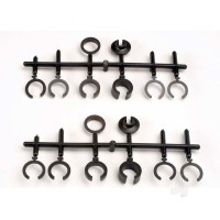Spring retainers, upper & lower (2 pcs) / spring pre-load spacers: 1mm (4 pcs) / 1.5mm (2 pcs) / 2mm (2 pcs) / 4mm (2 pcs) / 8mm (2 pcs) (Big Bore shocks)