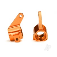 Steering blocks, Rustler / Stampede / Bandit (2), 6061-T6 aluminium (Orange-anodised) / 5x11mm ball bearings (4 pcs)