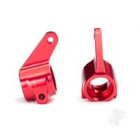 Steering blocks, Rustler / Stampede / Bandit (2 pcs), 6061-T6 aluminium (Red-anodised) / 5x11mm ball bearings (4 pcs)