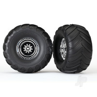 Wheels & Tyres, assembled, glued (Chrome wheels, Terra Groove dual profile Tyres, foam inserts) (electric rear) (2)