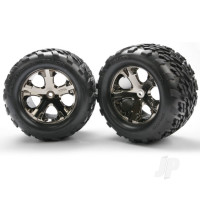 Wheels & Tyres, assembled, glued (2.8") (All-Star Black Chrome wheels, Talon Tyres, foam inserts) (electric rear) (2) (TSM rated)
