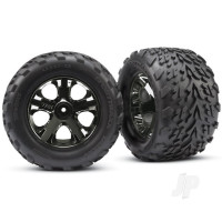 Wheels & Tyres, assembled, glued (2.8") (All-Star black chrome wheels, Talon Tyres, foam inserts) (nitro rear/electric front) (2) (TSM rated)