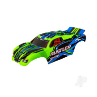 Body, Rustler (also fits Rustler VXL), Green (painted, decals applied) (assembled with front & rear body mounts for clipless mounting)