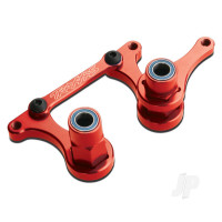 Steering bellcranks, drag link (Red-anodised 6061-T6 aluminium) / 5x8mm ball bearings (4 pcs) / hardware (assembled)