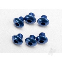 Screws, 4x4mm button-head machine, aluminium (Blue) (hex drive) (6 pcs)