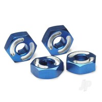 Wheel Hubs, hex, 6061-T6 aluminium (Blue) (4 pcs) / axle pins (2.5x10mm) (4 pcs)