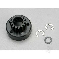Clutch bell, (14-tooth) / 5x8x0.5mm fibre washer (2 pcs) / 5mm e-clip (requires 5x10x4mm ball bearings part #4609) (1.0 metric pitch)