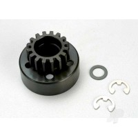 Clutch bell, (15-tooth) / 5x8x0.5mm fibre washer (2 pcs) / 5mm e-clip (requires 5x11x4mm ball bearings part #4611) (1.0 metric pitch)
