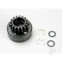 Clutch bell, (16-tooth) / 5x8x0.5mm fibre washer (2 pcs) / 5mm e-clip (requires 5x11x4mm ball bearings part #4611) (1.0 metric pitch)
