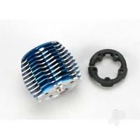 Cooling head, PowerTune (machined aluminium, Blue-anodised) (TRX 2.5 and 2.5R) / head protector (plastic)