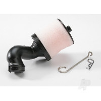 Air filter Body (high-volume) / filter support / cap / foam filter, pre-filter / air filter base (angled) / wire mount / hardware (1 each) (TRX 2.5, 2.5R, 3.3)