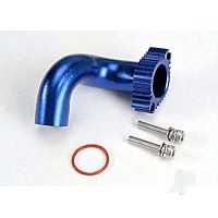 Header, Blue-anodised aluminium (for Rear exhaust engines only) (TRX 2.5, 2.5R, 3.3)