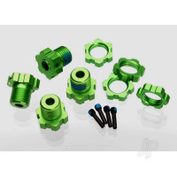 Wheel Hubs, Splined, 17mm (Green-anodised) (4 pcs) / wheel nuts, splined, 17mm (Blue-anodised) (4 pcs) / screw pins, 4x13mm (with threadlock) (4 pcs)