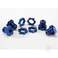 Wheel Hubs, Splined, 17mm (Blue-anodised) (4 pcs) / wheel nuts, splined, 17mm (Blue-anodised) (4 pcs) / screw pins, 4x13mm (with threadlock) (4 pcs)