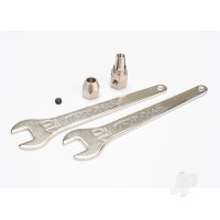 Motor coupler, collet style / GS 4x3 SS (with threadlock) (1pc) / wrench, 10mm (2 pcs)