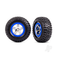 Wheels & Tyres, Assembled, Glued (SCT Chrome, Blue beadlock style wheels, BFGoodrich Mud-Terrain T/A KM2 Tyres, foam inserts) (2) (2WD front)