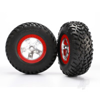 Wheels & Tyres, SCT Satin Chrome & Red Wheels & S1 Compound Tyres (2 pcs)