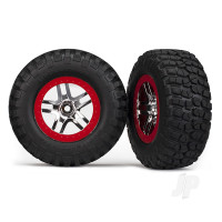 Tyre & wheel assembled, glued (S1 compound) (SCT Split-Spoke, chrome red beadlock wheel, BFGoodrich Mud-Terrain T/A KM2 Tyres, inserts) (2) (2WD front)