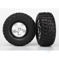 Tyre & wheel assembly, glued (SCT satin chrome, black beadlock style wheels, Kumho Tyres, foam inserts) (2) (4WD front/rear, 2WD rear only)