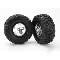 Tyre & wheel assembly, glued (SCT satin chrome, beadlock style wheels, Kumho Tyres, foam inserts) (2) (2WD front)