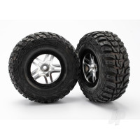 Tyre & wheel assembly, glued (S1 compound) (SCT Split-Spoke satin chrome, black beadlock style wheels, Kumho Tyres, foam inserts) (2) (2WD front)
