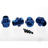 Wheel Hub, splined, 17mm, 6061-T6 aluminium (Blue-anodised) (4 pcs) / screw pin, 4x13mm (with threadlock) (4 pcs) (for 6mm axles)